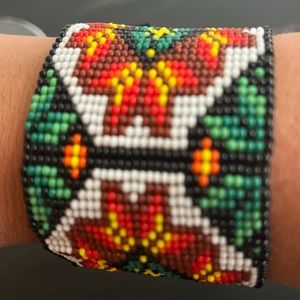 Geometric Huichol Mexican Handmade Bracelet & keychain,